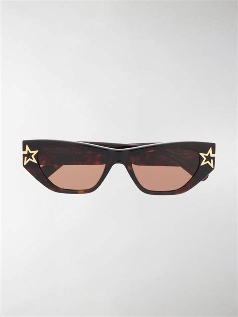 Stella Mccartney Tortoiseshell Effect Star Sunglasses In Brown Lyst