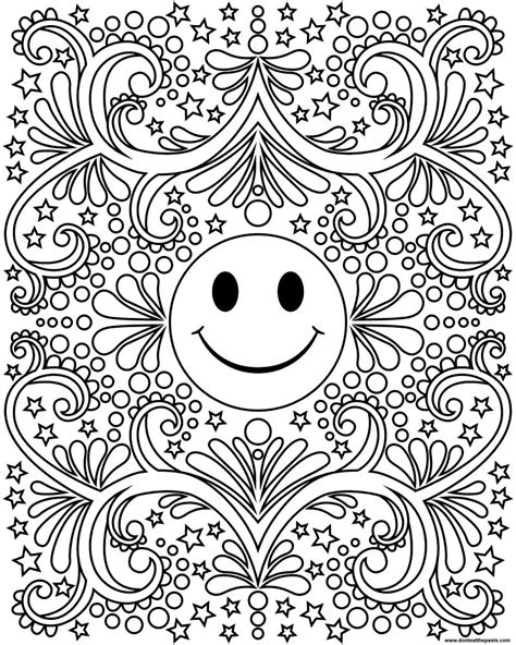 Smiley Face Mandala Activity Dont Worry Be Happy Coloring Page Drawing