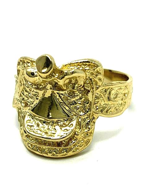 14k Yellow Gold Solid Horse Saddle Ring Sizes 6 12 Ebay