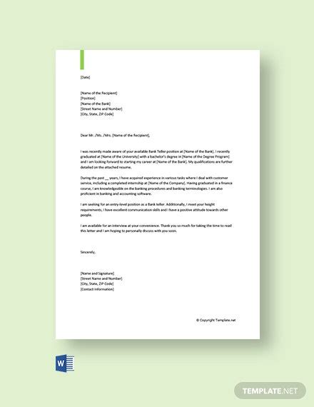 Home letter samples job cover letters sample cover letter for a job in a bank. Cover Letter Template for Bank Job Application [Free PDF ...