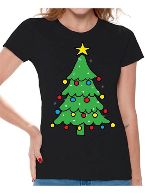 Christmas Shirt For Womens Christmas Tree T Shirt Xmas Graphic Tees Casual Holiday Shirt Tops