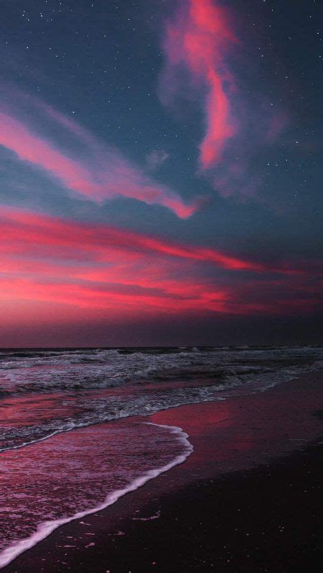 Beach Sunset Horizon Clouds Iphone Wallpaper Sky Aesthetic Nature