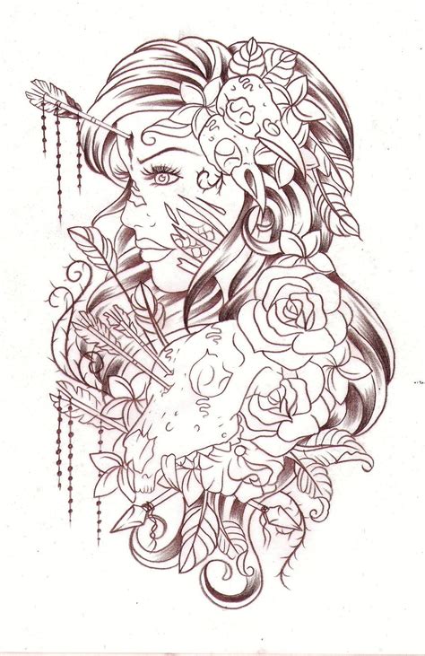 Headshot Sketch By ~nevermore Ink On Deviantart Zombie Girl Tattoos