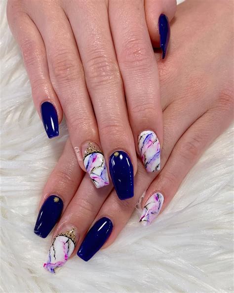 Pink And Blue Marble Acrylic Nails Pink And White Acrylic Nail