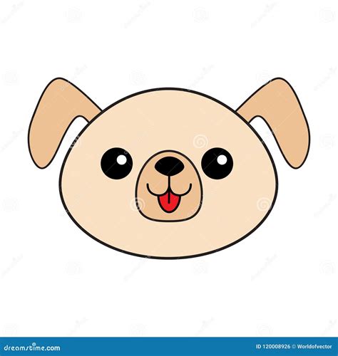 Dog Happy Round Face Head Icon Contour Line Silhouette Brown Color