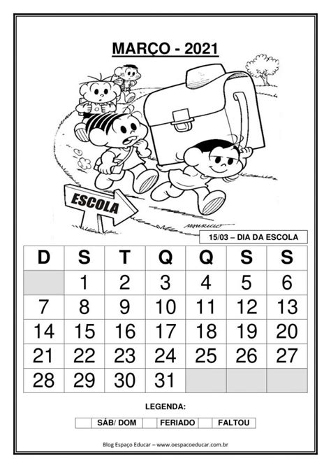 Calendários 2021 Com A Turma Da Mônica Blog Espaço Educar