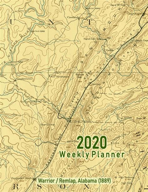 2020 Weekly Planner Warriorremlap Alabama 1889 Vintage Topo Map