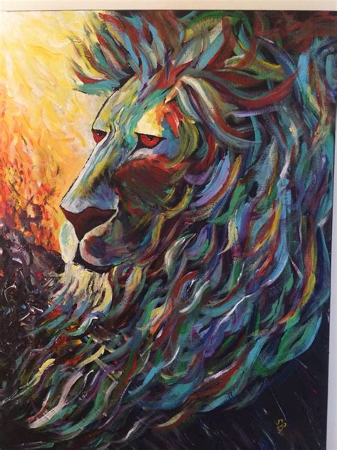Acrylic Painting Of Lion The Strength Of A Lion Keeps Darkness In The