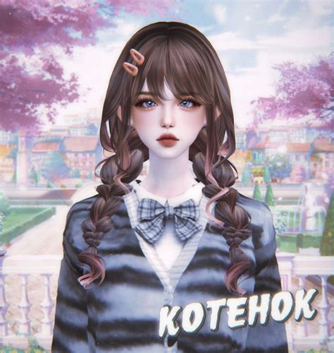 Hair Set⭐118 Kotehok On Patreon Sims Hair Hair Setting Tumblr Sims 4