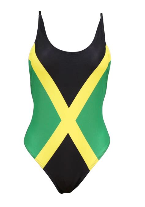Womens Fashion One Piece Thong Bathing Suit Caribbean Jamaica Flag