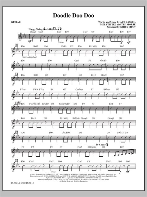 Doodle Doo Doo Guitar Sheet Music Kirby Shaw Choir Instrumental Pak