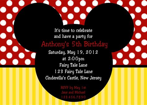mickey mouse birthday invitations mickey mouse birthday