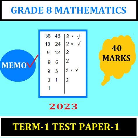 Grade 8 Mathematics March Test Paper 1 And Memorandum 2023 • Teacha