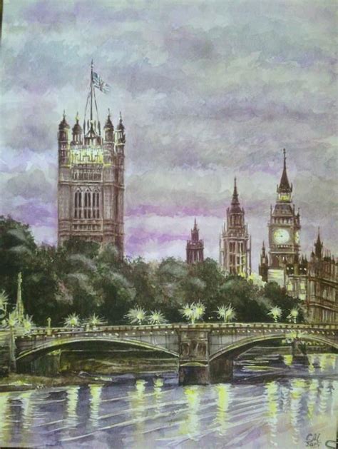 London Painting Original Watercolor Painting London Painting Etsy