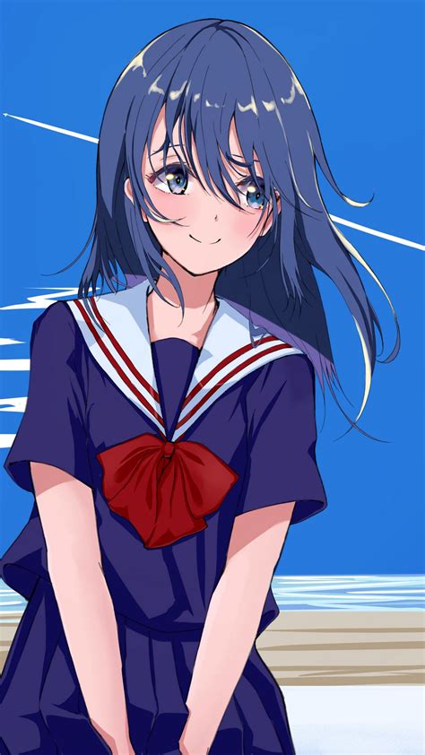 Download Wallpaper 1080x1920 Girl Smile Sailor Suit Anime Samsung