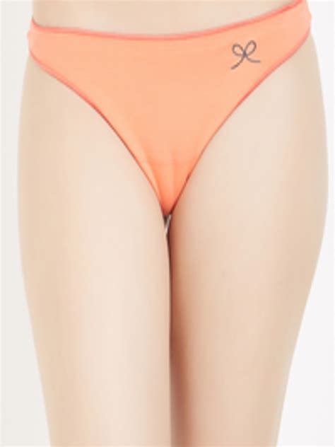 Buy Prettysecrets Orange Solid Thongs Pss Blth Briefs For Women