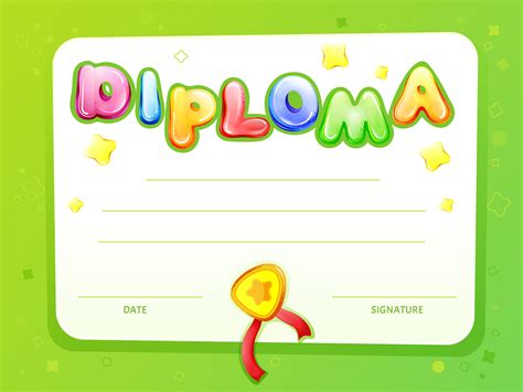 Vector Cartoon Kids Certificate Diploma Template Download Free