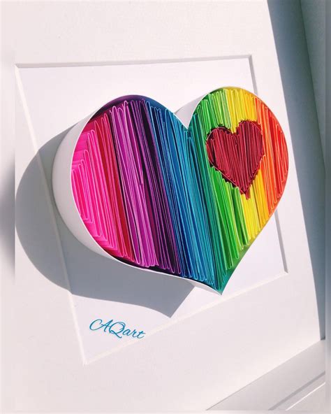 Rainbow Heart Quilling Wall Paper Art Quilling Art Unique T