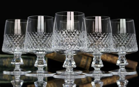 6x Crystal Cognac Glasses Cut Decor Brandy Snifter Set Etsy