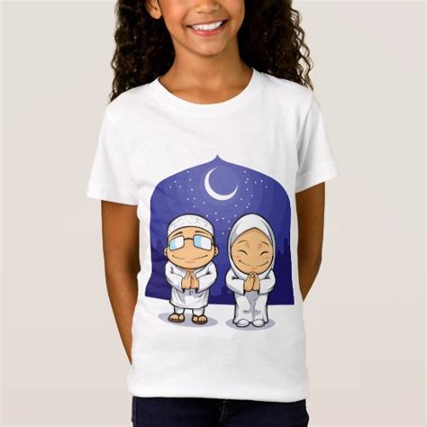 Cartoon Of Muslim Man Woman Greeting Ramadan T Shirt