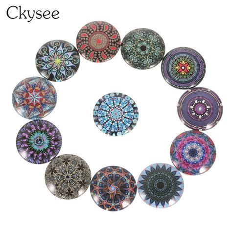 Ckysee Round Glass Cabochon 12mm 18mm 20mm 25mm Mixed Patterns Photo Cabochons Fit Cameo Base