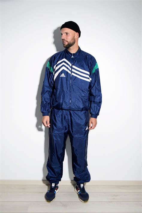 Adidas 80s Vintage Sport Tracksuit In Blue Colour For Men Old School