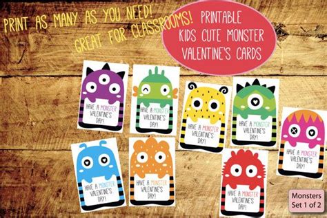 Silly Monster Valentines Printable Cards By Platypusprintables