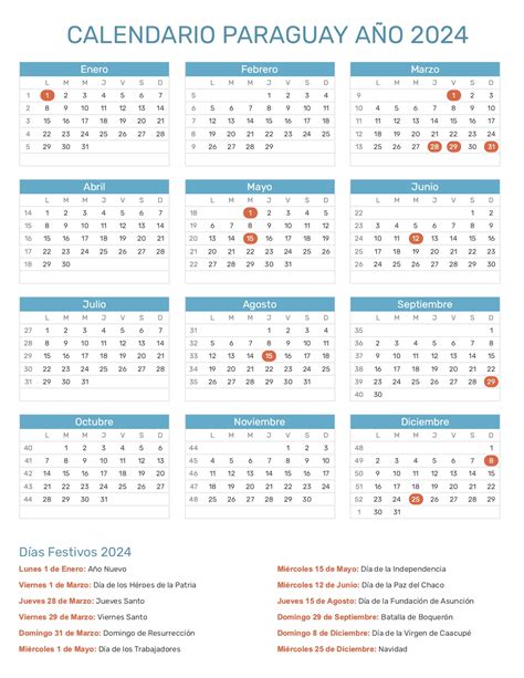 Calendario 2024 Paraguay Con Feriados Image To U