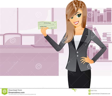 Business Girl Holding Cashier Check Stock Vector - Illustration of ...