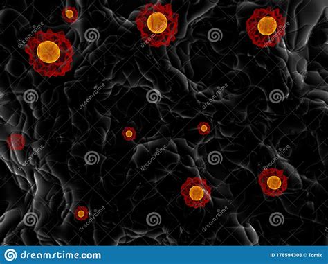 Yellow Cells Captured By Coronaviruses Stock Illustration