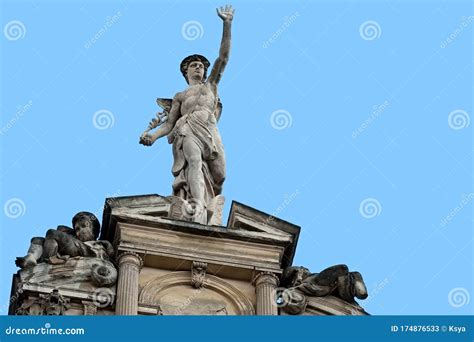 Statue Of Mercury In City Lviv Ukraine Stock Image Image Of