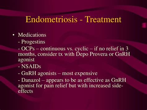 Treatment aims to ease symptoms so the condition does not interfere with your daily life. PPT - Pelvic Pain - Dysmenorrhea and Endometriosis ...