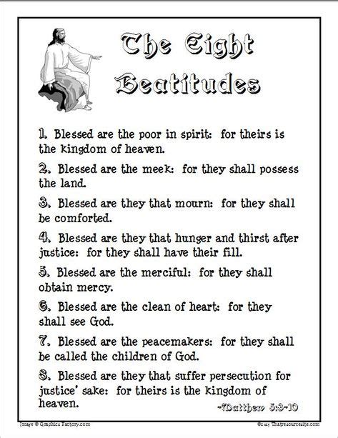 Eight Beatitudes Handout Poster Beatitudes Beatitudes Catholic