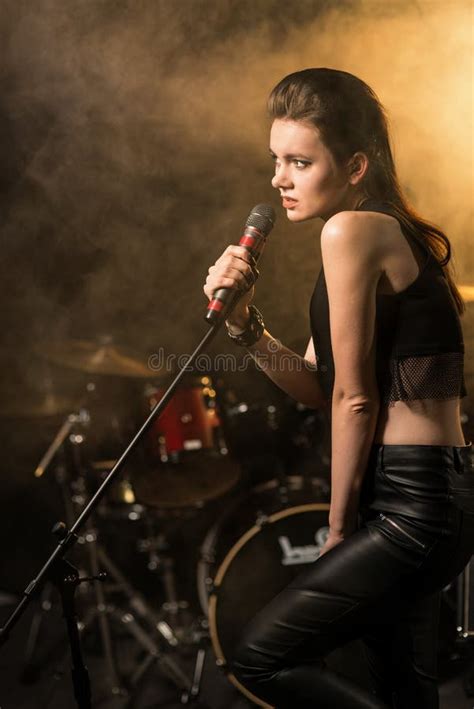 Female Singer On Stage Stock Photo Image Of Microphone 114189436