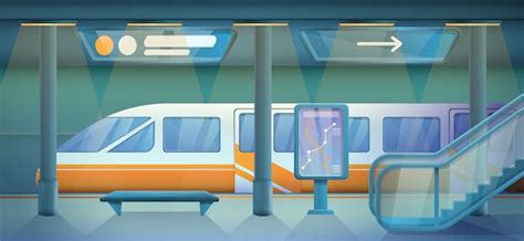 Premium Vector Cartoon Empty Subway Station Vector Illustration