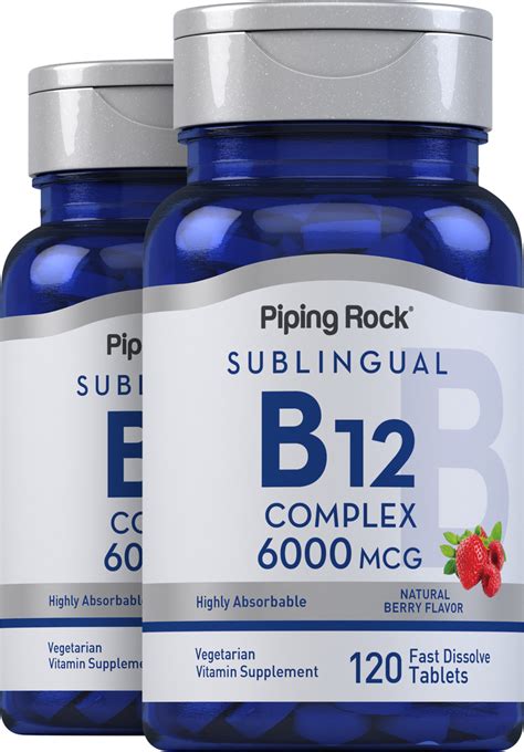 Methylcobalamin B 12 6000 Mcg Complex Sublingual 240 Fast Dissolve Tablets Pipingrock Health
