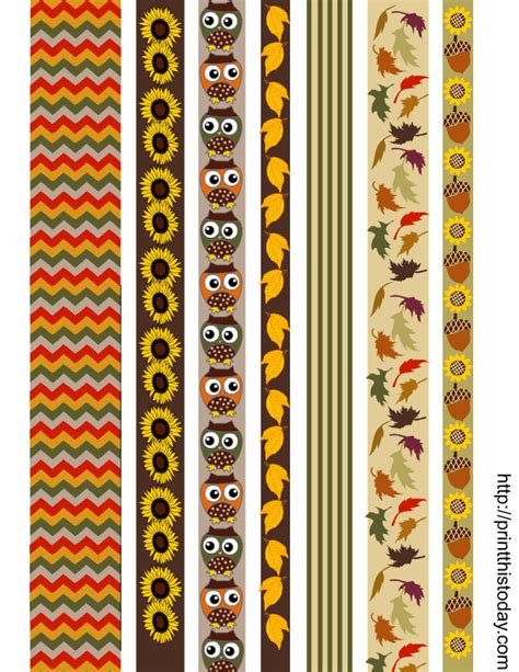 12 Free Printable Fall Washi Tapes And Stickers