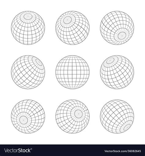 Globe Grid 3d Sphere Wires Earth Network Isolated Vector Image