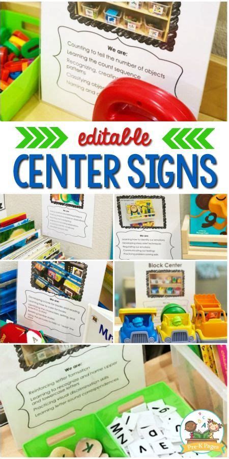 Printable Preschool Center Signs Editable Add Your Own Pictures And