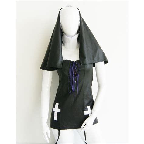 Carnival Saintly Sinner Sexy Nun Costume Halloween Outfit Fantasy Adult Holiday Clothes Vinyl