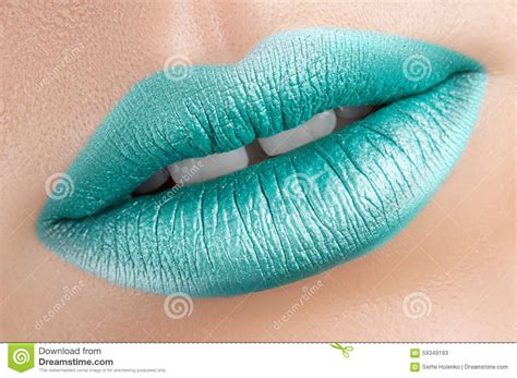 Turquoise Lips Close Up Stock Image Image Of Beauty 59349193