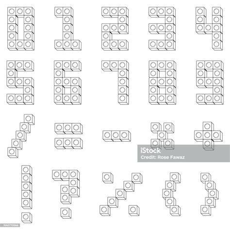 Block Numbers And Symbols In Sketch Blocks Drawing Pack Set Stok Vektör Sanatı And Alfabe‘nin Daha