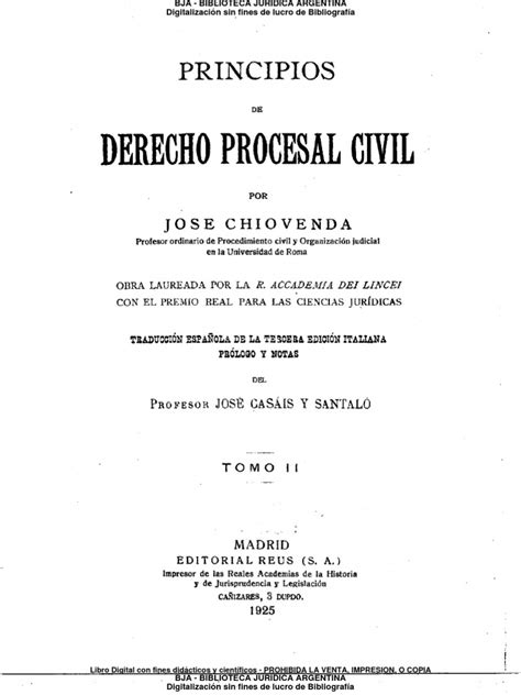 Principios De Derecho Procesal Civil José Chiovenda Libros De