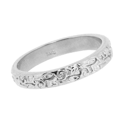 18ct white gold wedding band ring with diamond inset 5mm £815 brand new. 14k White Gold Floral Wedding Band 3mm JJ51766W | Joy Jewelers