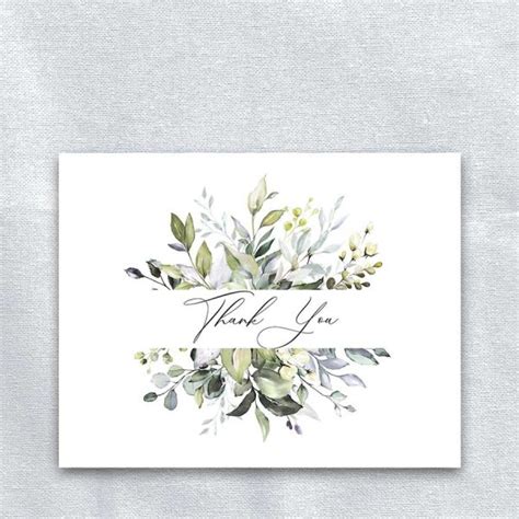 Thank You Cards For A Funeral With Watercolor Greenery Folded