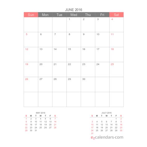 Free Printable One Month Calendar Ezcalendars