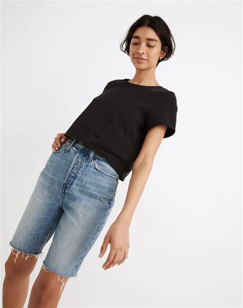 Madewell High Rise Long Denim Shorts In Brightwater Wash