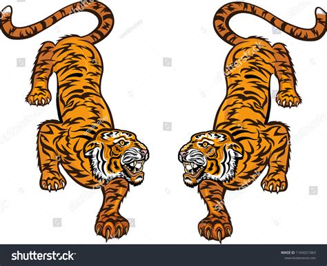 Tiger Jump Tattoo Stock Vector Royalty Free 1165021063 Shutterstock