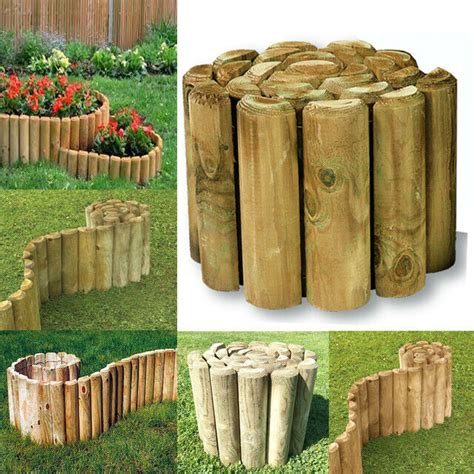 Log Roll Border Lawn Edging 12m X 15cm Garden Wooden Log Rolls Wood