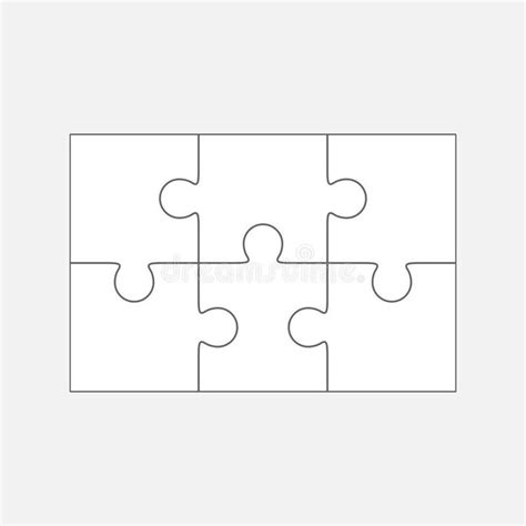 Six Jigsaw Puzzle Parts Blank 2x3 Pieces Stock Illustration Puzzle